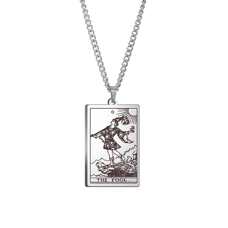 Vintage Tarot 20 Main Cards Steel Necklace Men's Stainless Steel