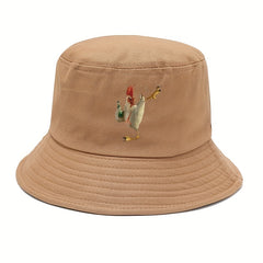 Casual Cartoon Embroidered Sunscreen Bucket Hat for Outdoor Activities