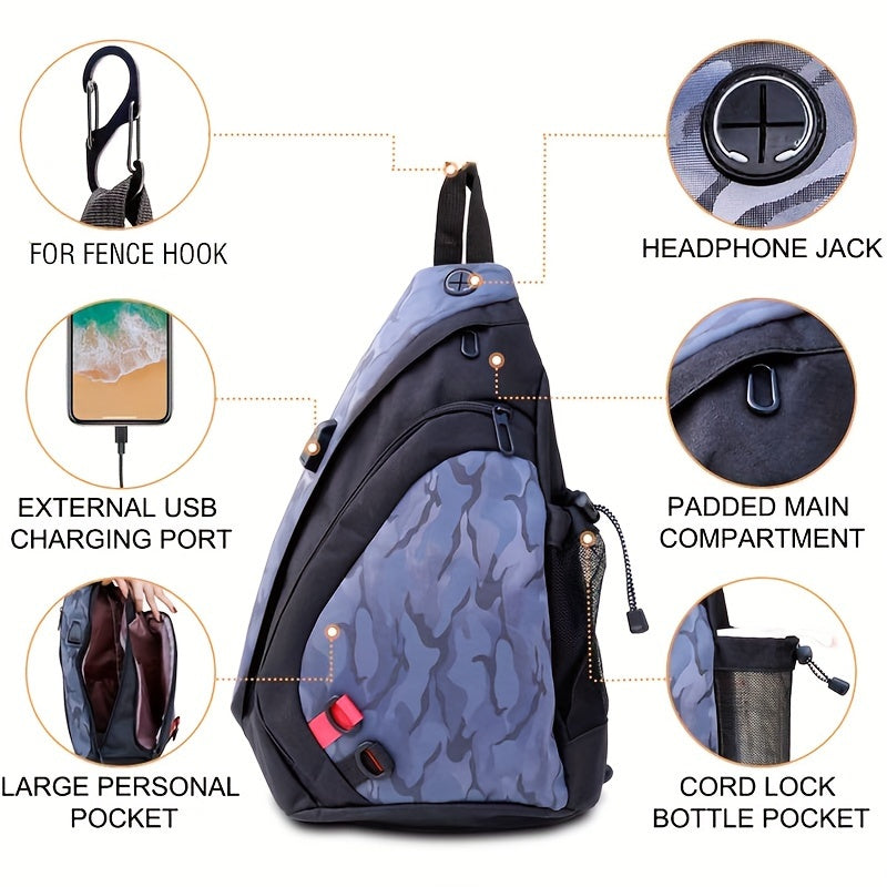 Adjustable Pickleball Sling Bag with Water Bottle Holder