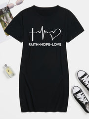  Graphic Print Short Sleeve Tee Dress