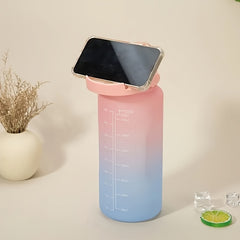 Gradient Water Bottle 2L with Time Marker and Straw
