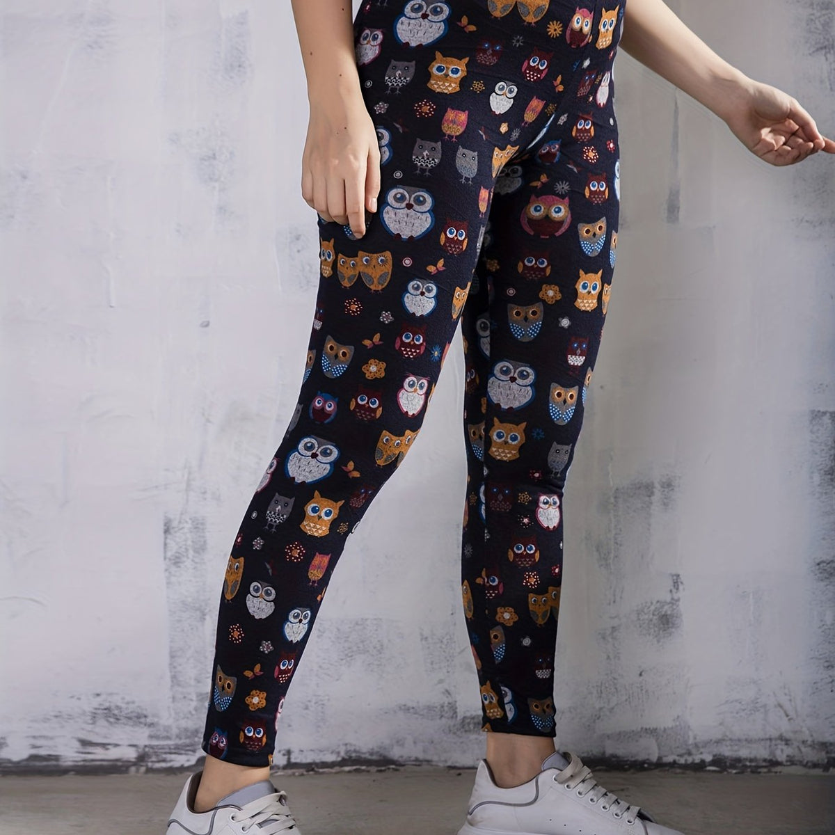 Owl Print High Rise Leggings