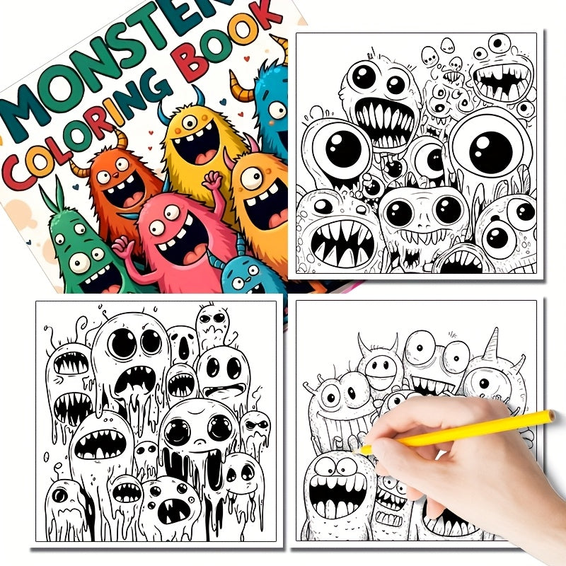 Monster Themed Adult Coloring Book 24 Pages Single Sided Prints