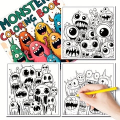 Monster Themed Adult Coloring Book 24 Pages Single Sided Prints