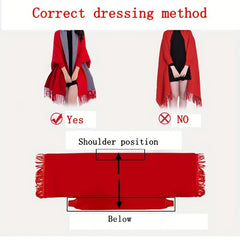 Cashmere Tassel Scarf Blanket Shawl Warm Cardigan with Brooch