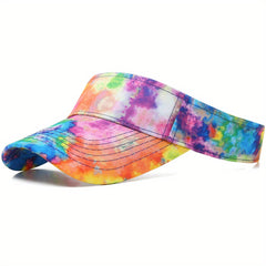Tie Dye Print Visor Hat UV Protection Summer Sun Cap for Women