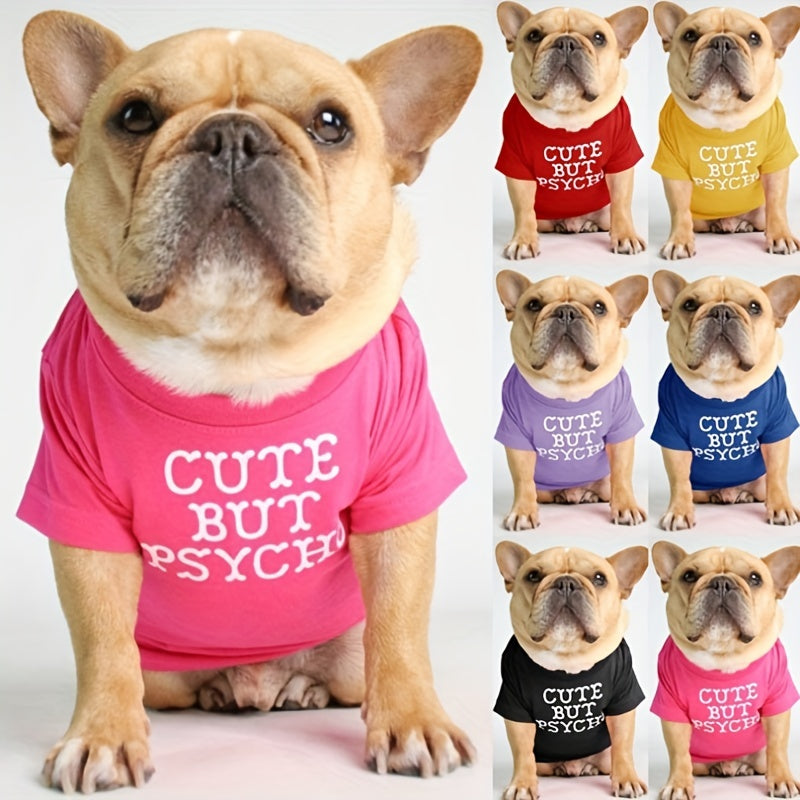 Dog Shirt But Psycho Letter Print Pet Dog Clothes Funny Pet T shirt