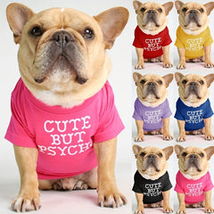 Dog Shirt But Psycho Letter Print Pet Dog Clothes Funny Pet T shirt