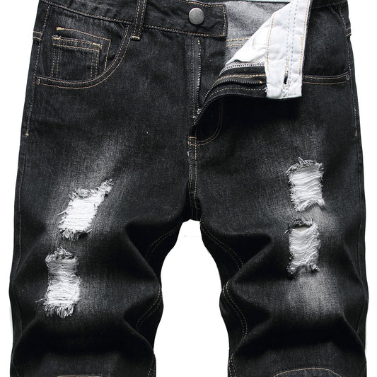 Men's Ripped Denim Shorts Casual Street Style Distressed Shorts