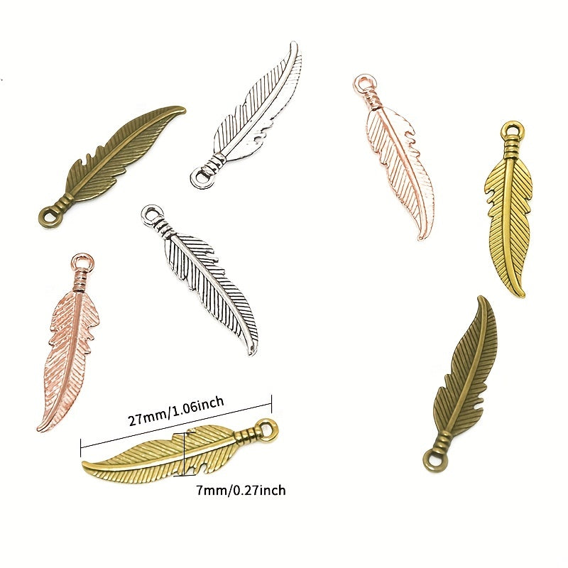 100pcs Feather Pendants DIY Jewelry Making Various Colors