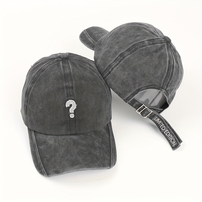 Vintage Mark Baseball Cap Street Retro Washed Denim Soft Top Curved Peaked Cap