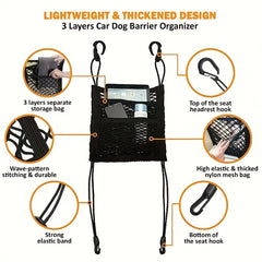 Dog Car Net Barrier Pet Safety Barrier Auto Mesh Organizer Easy To Install
