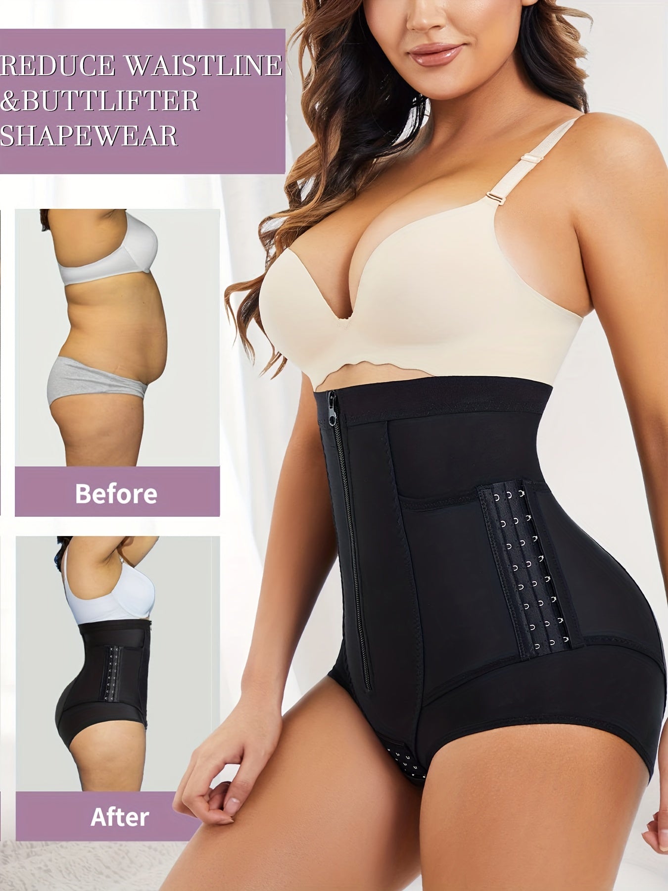High Waist Zipper Panties Tummy Control Compression Shapewear