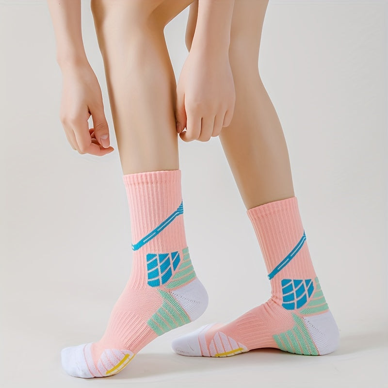 5 Pairs Colorblock Sports Socks for Women