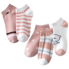 5 Pairs Striped Boat Socks for Men & Women