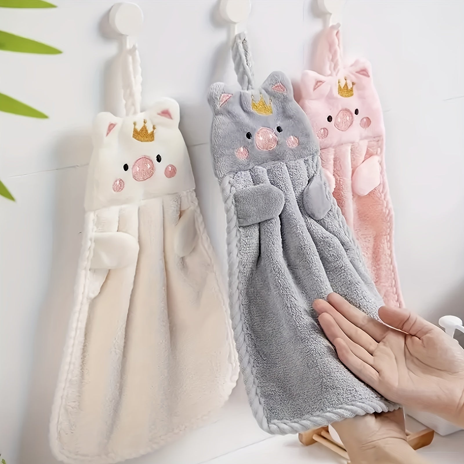 Cartoon Piggy Hand Towel Absorbent Quick Dry Bathroom Bedroom
