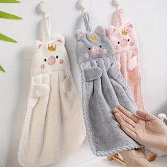Cartoon Piggy Hand Towel Absorbent Quick Dry Bathroom Bedroom
