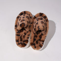 Plaid Pattern Open Toe Fuzzy Slippers Women's Sandals