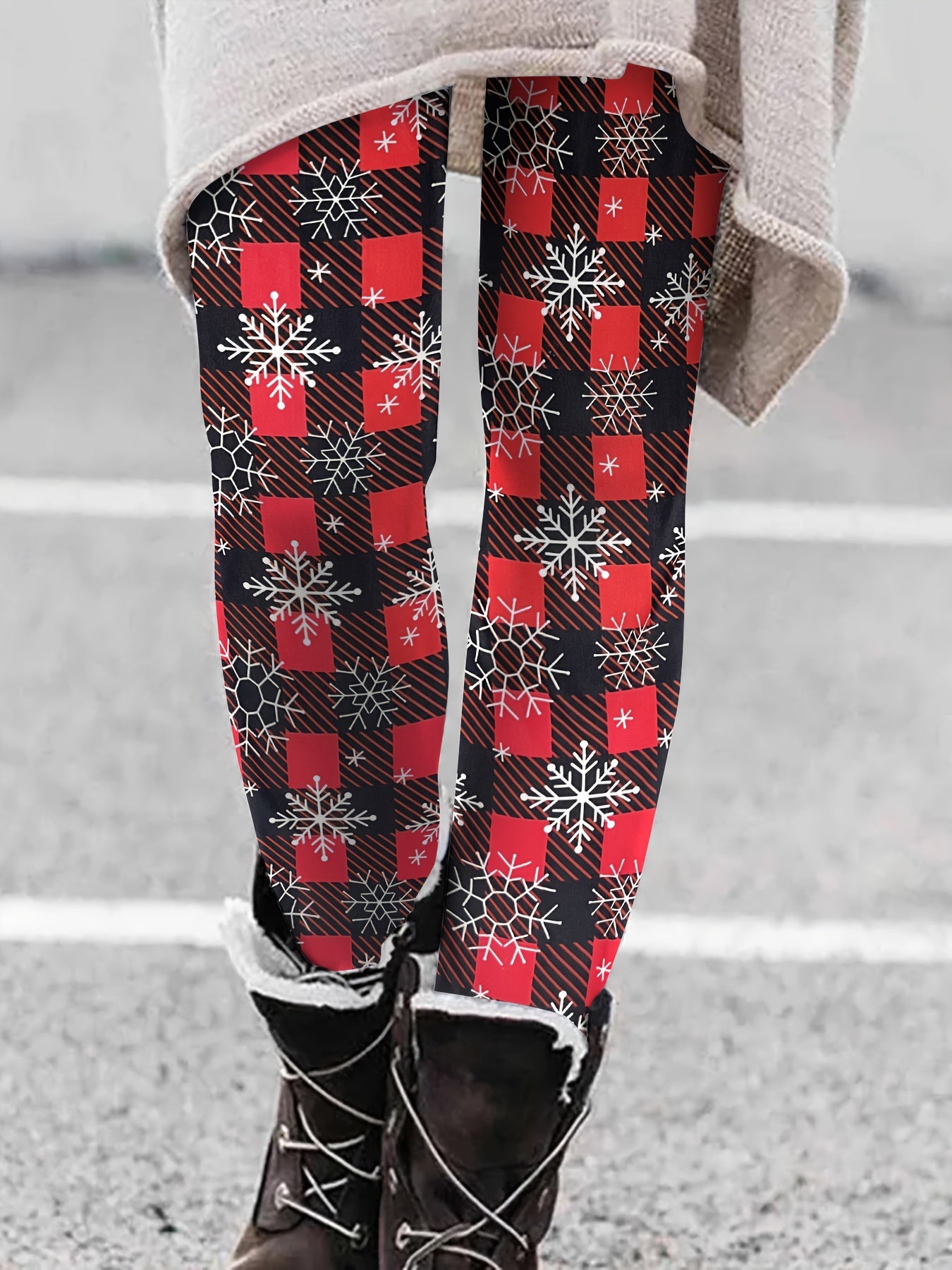  Snowflake Print High Stretch Leggings