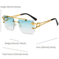 Square Rimless Sunglasses Metal Frameless Y2K Glasses