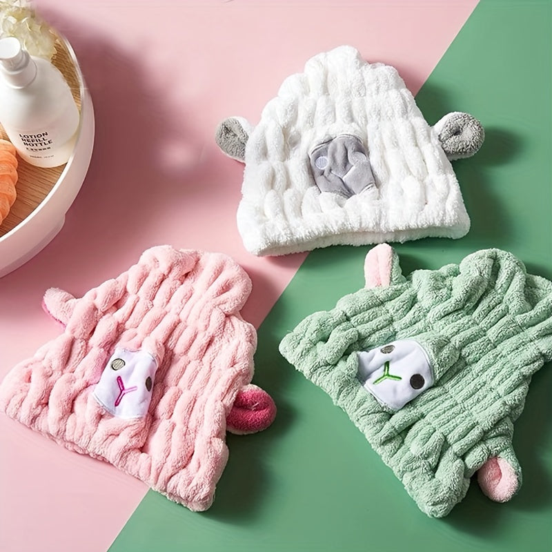 Cartoon Hair Drying Cap Coral Fleece Hair Towel Absorbent Quick drying