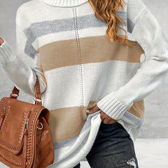  Colorblock Turtle Neck Sweater