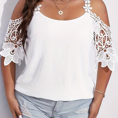  Cold Shoulder Floral Jacquard Top