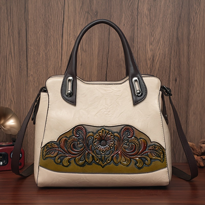 Women's Vintage Embossed Shoulder Bag Stylish Handheld Purse