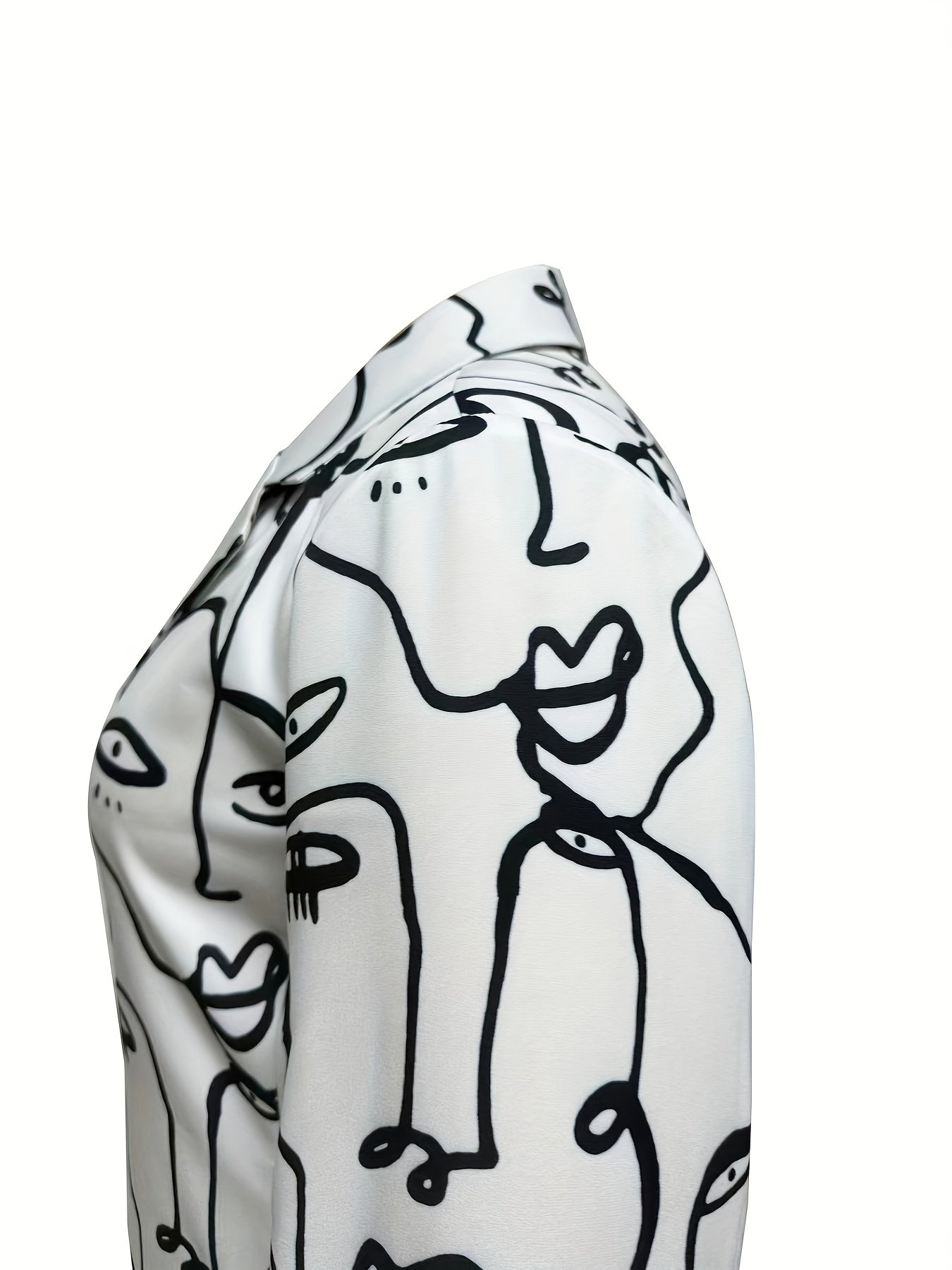  Abstract Figure Print Blazer Long Sleeve Lapel Collar