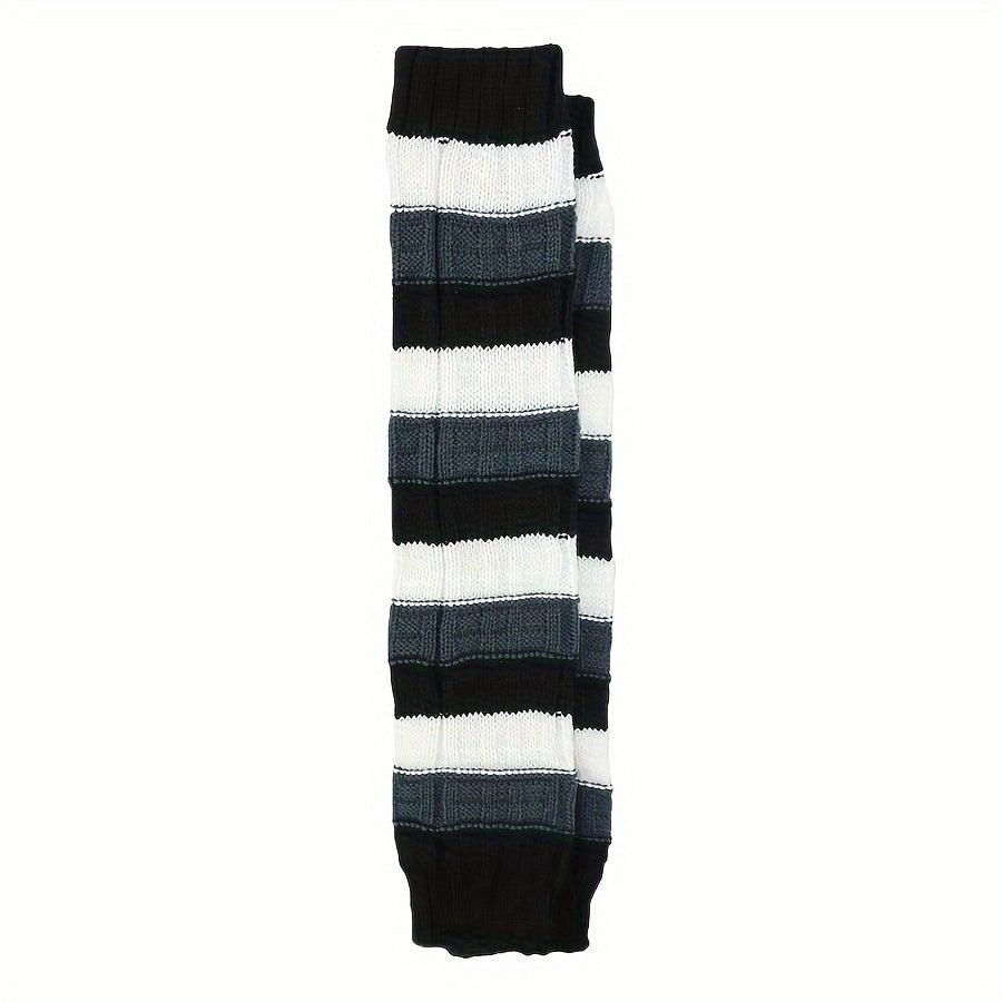 Striped Knitted Leg Warmers Warm Colorblock Knee High Socks