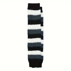 Striped Knitted Leg Warmers Warm Colorblock Knee High Socks