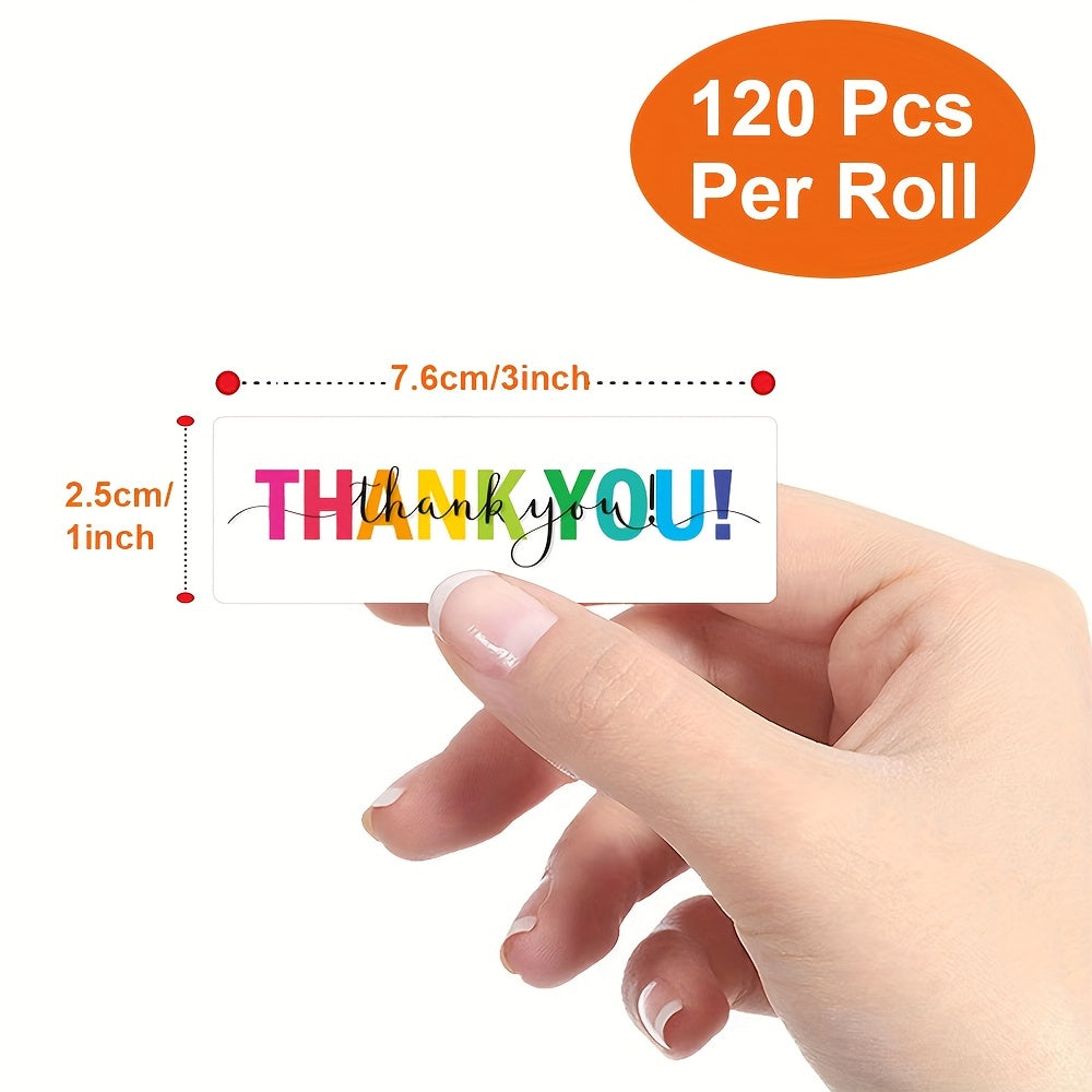 120pcs Colorful Thank You Stickers Self Adhesive Label Sticker Roll