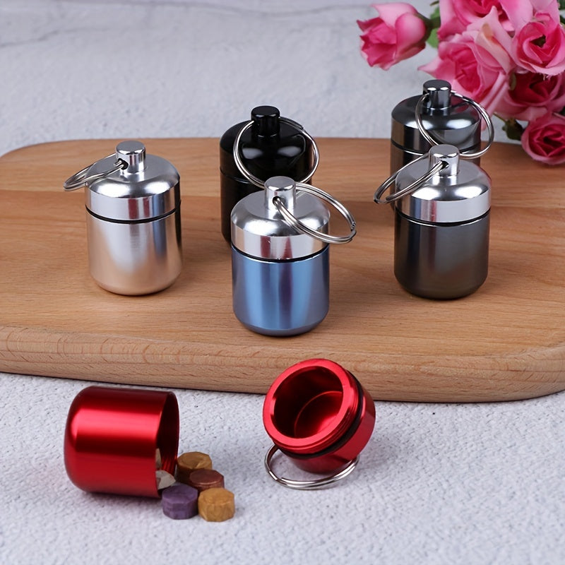 Mini Waterproof Aluminum Pill Box Case with Key Ring