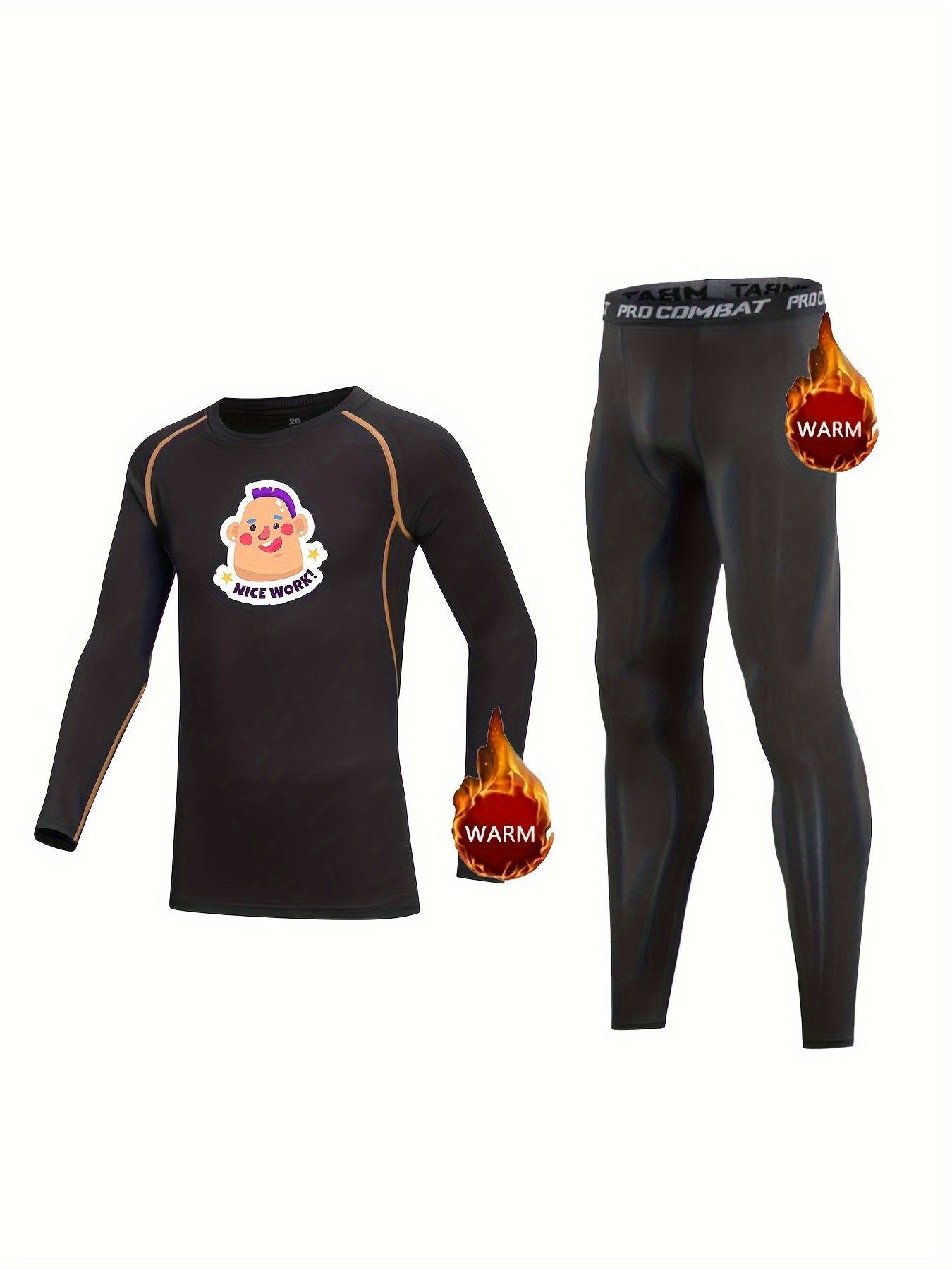 Kids Compression Fleece Sets-Letter Printed Elastic Waist Pants