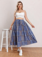  Colorblock Drawstring Maxi Skirt