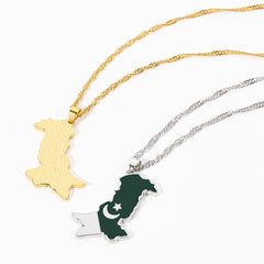 Geographic Map Pendant Necklace Artificial Jewelry