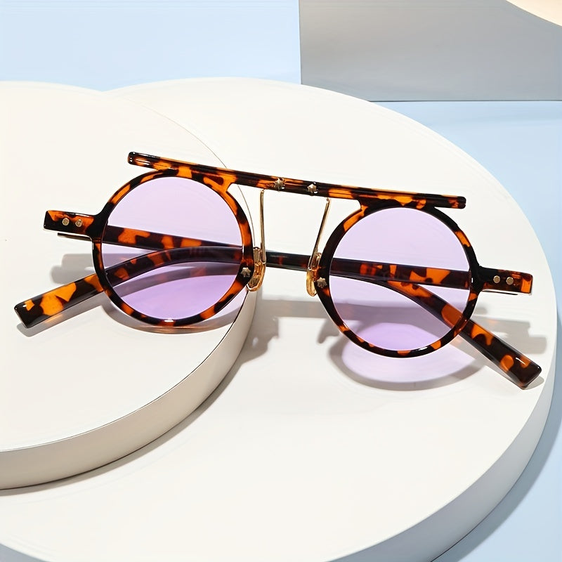Round Sunglasses Retro Punk Rivet Beach Party Club UV400