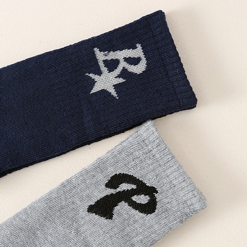 2 Pairs Classic Mid Tube Socks Letter Pattern Women's Stockings