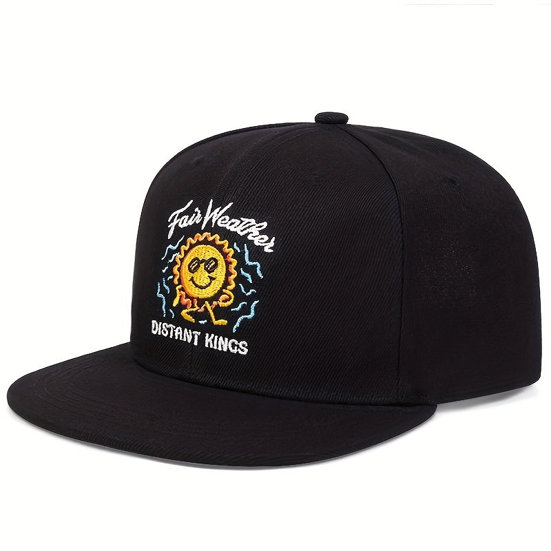 Cartoon Embroidery Flat Brim Baseball Cap