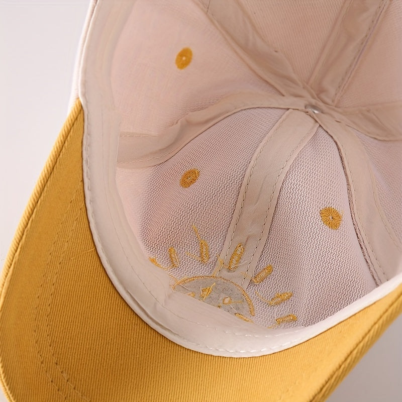 Kids Sunshade Breathable Baseball Cap with Sun Embroidery