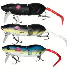3pcs 3D Eye Rat Lures with Wagging Tail for Bass Fishing Slow Sinking Swimbaits