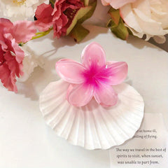 Frangipani Shaped Hair Claw Nonslip Ponytail Holder for Women Girls