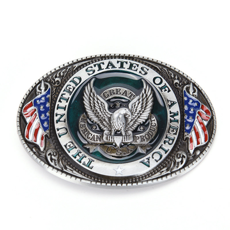 USA Flag Eagle Belt Buckle Patriotic American Flag Design