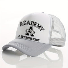 Summer Multicolor Hat Funny ACADEMY AWESOMENESS Letter Print Men's Peaked Cap