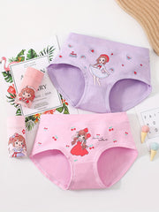 4 Pack Girls Cotton Panties Briefs Sweet Girl Pattern