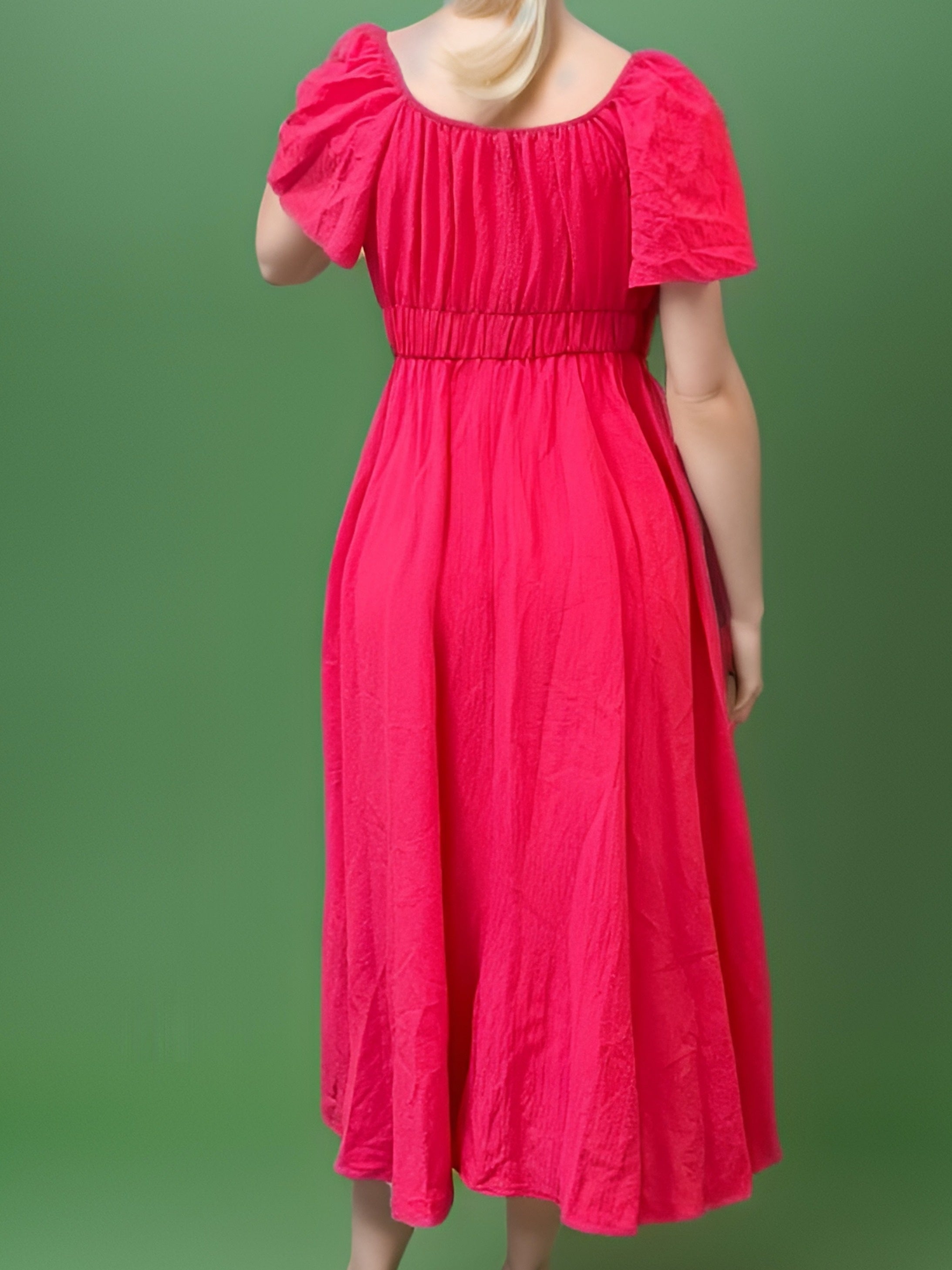  Solid Short Sleeve Maxi Dress