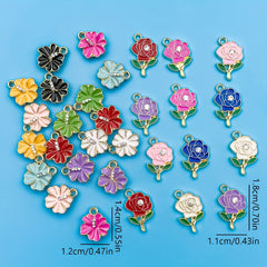 Colorful Rhinestone Flower Alloy Pendants for DIY Jewelry Making