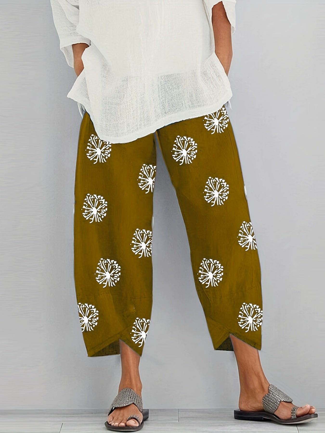 Women's Plus Dandelion Print Wide Leg Pants