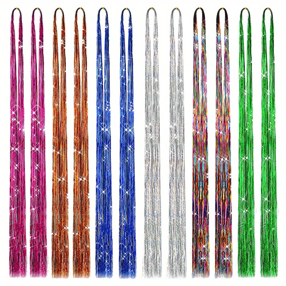 Hair Tinsel Kit With Tool Tinsel Hair Extensions 12 Colors Fairy Hair Tinsel