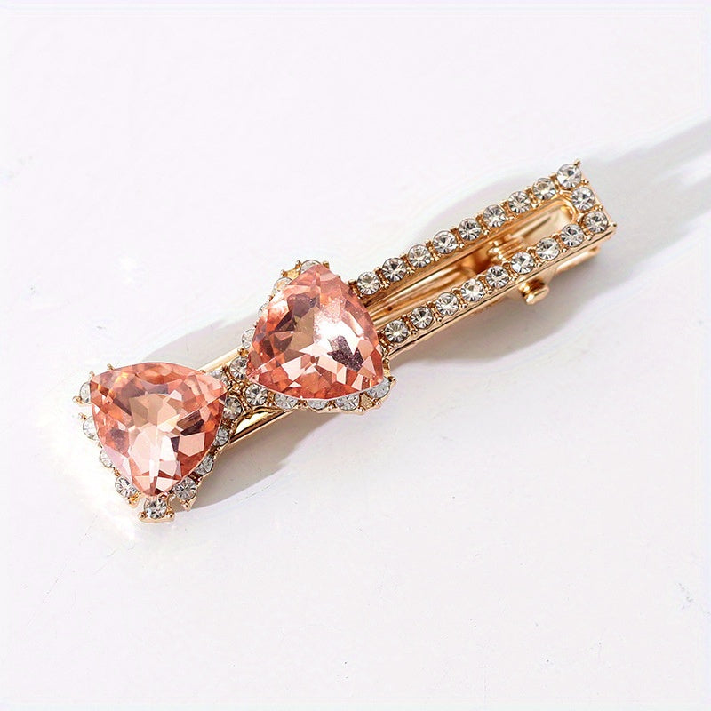 Bowknot Crystal Hair Clip Non slip Duck Billed Clip Female Side Clip